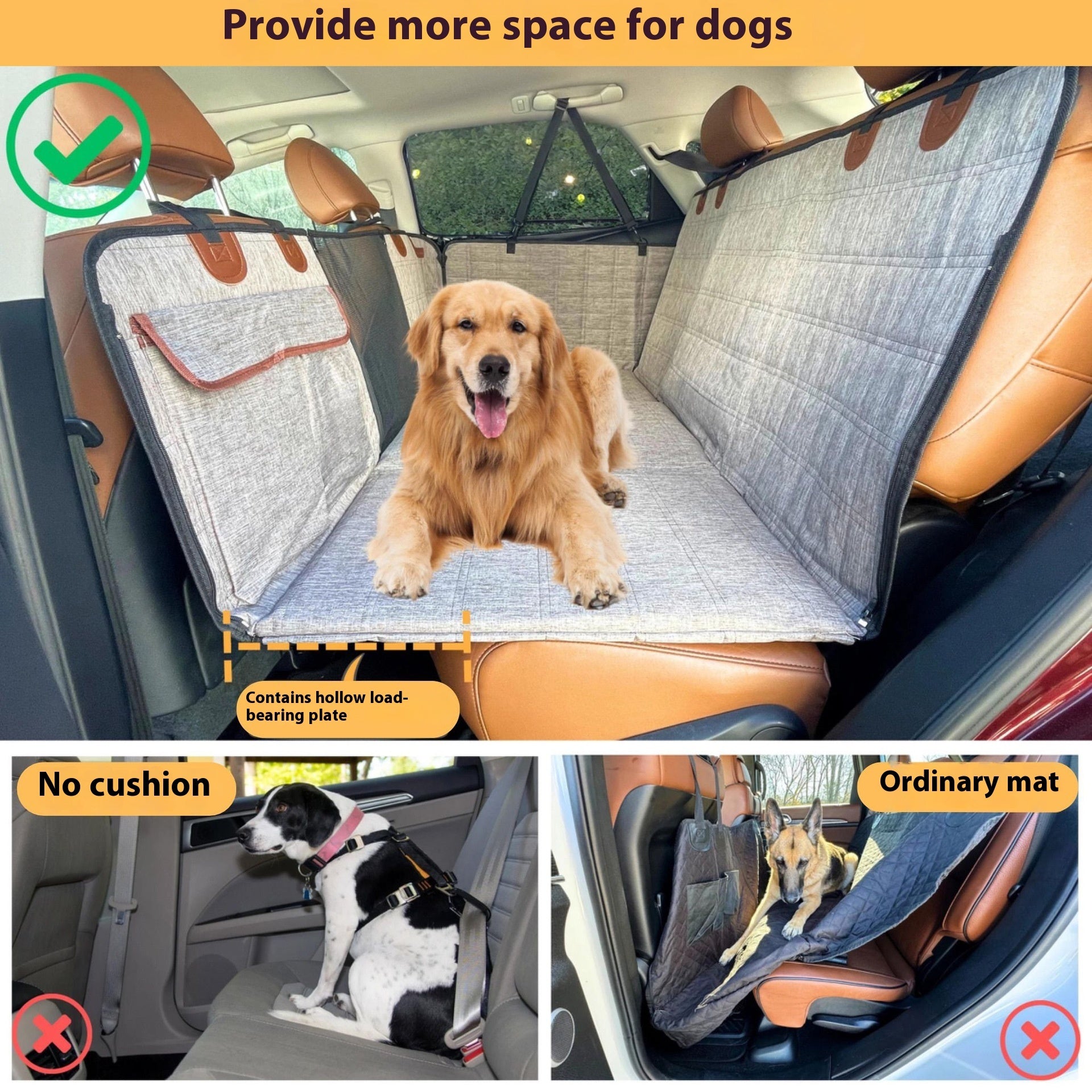 Car Support Bed for Rear Seats for Dogs