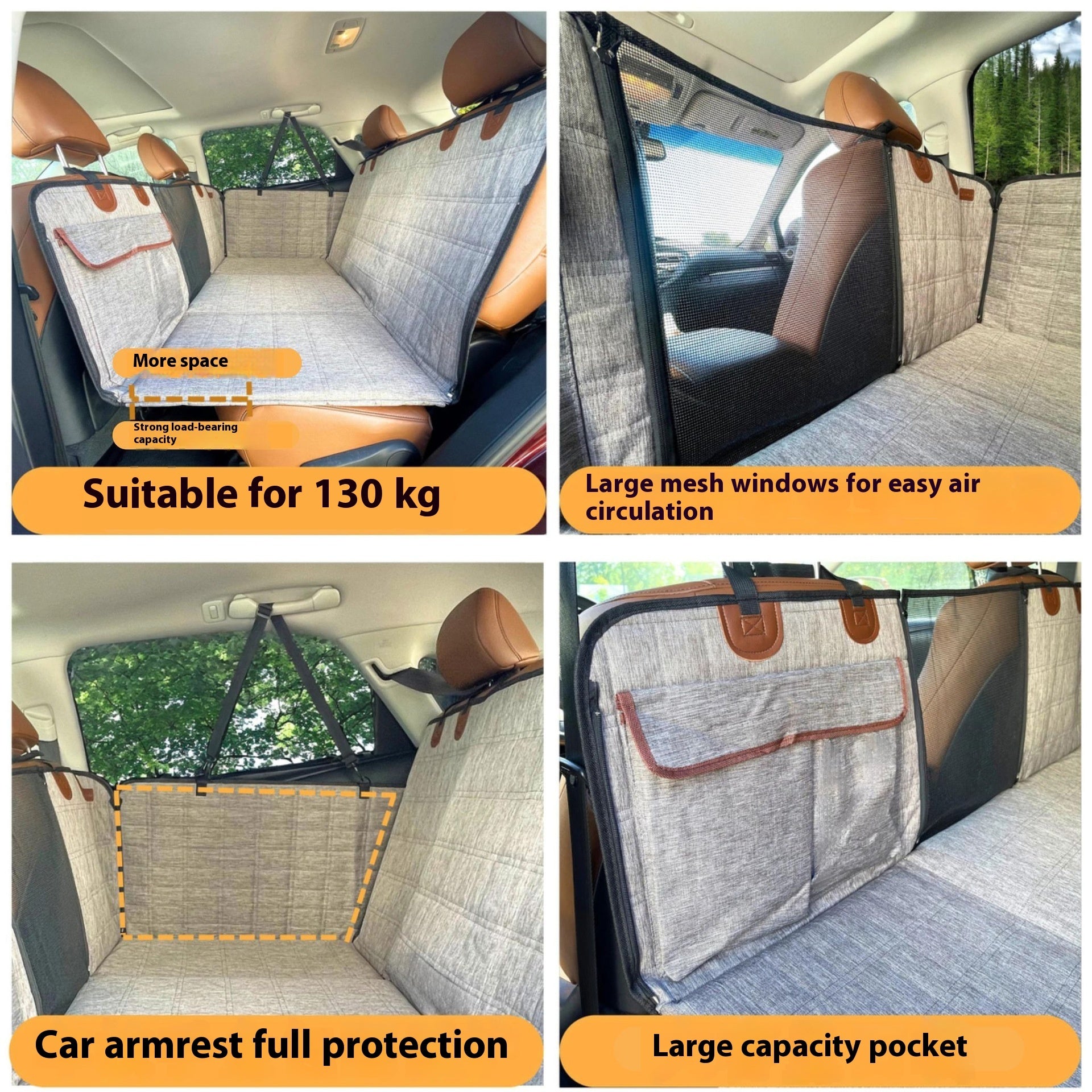 Car Support Bed for Rear Seats for Dogs