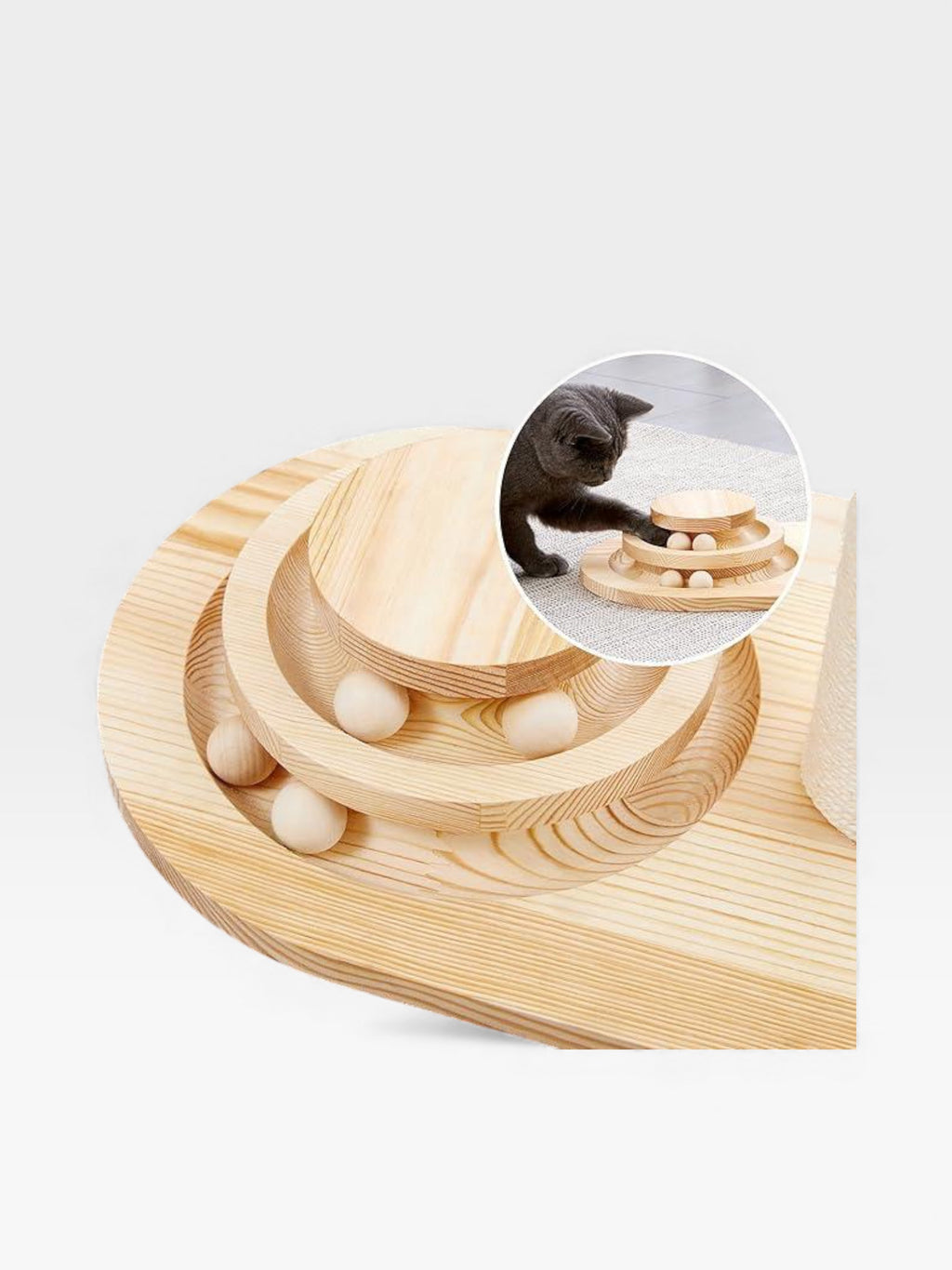 Mushroom Sisal Rope 2 In 1 Wooden Interactive Ball Track Ball Cat Scratching Post Cat Scratching Board