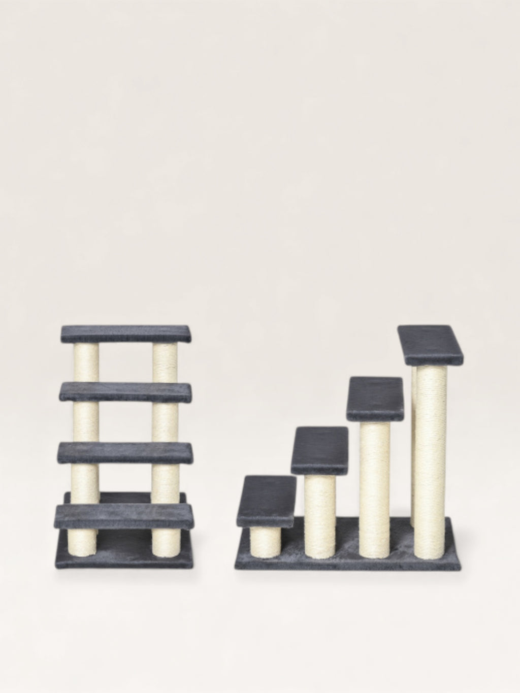 Cat Tree with 4 Step Stair Design for High Beds and Couches, with Sisal Scratching Posts – Gray