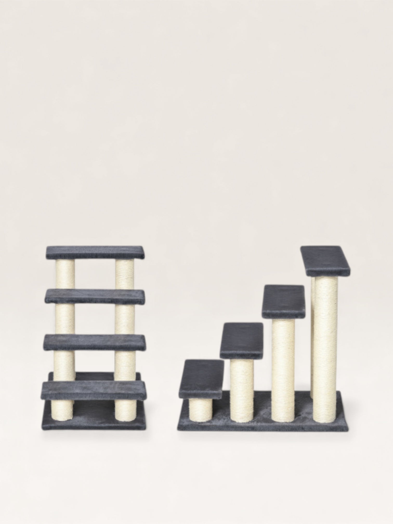 Cat Tree with 4 Step Stair Design for High Beds and Couches, with Sisal Scratching Posts – Gray