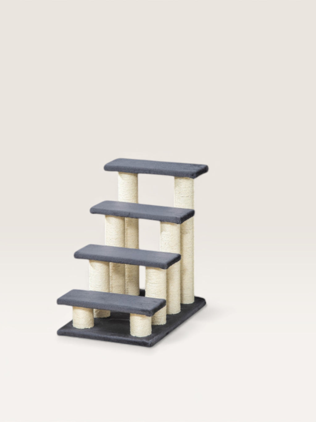 Cat Tree with 4 Step Stair Design for High Beds and Couches, with Sisal Scratching Posts – Gray