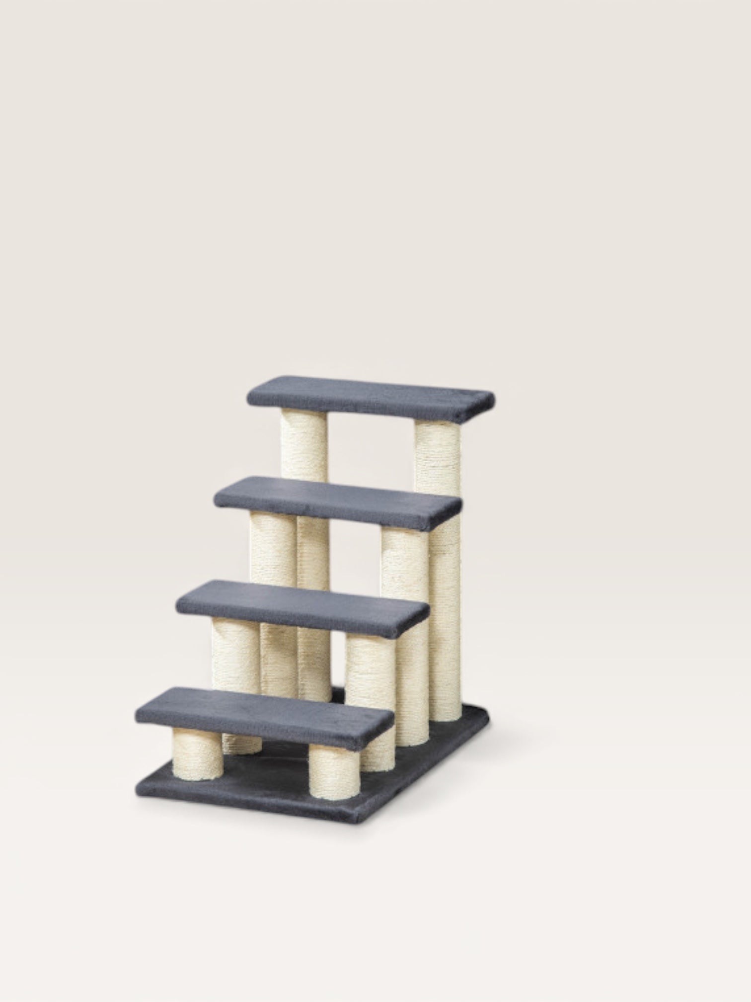 Cat Tree with 4 Step Stair Design for High Beds and Couches, with Sisal Scratching Posts – Gray