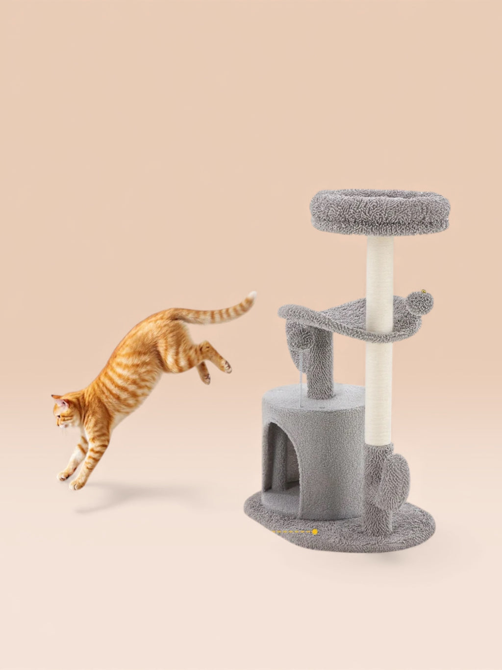 Small Cat Cactus Style Tower Scratching Post With Curved Bed