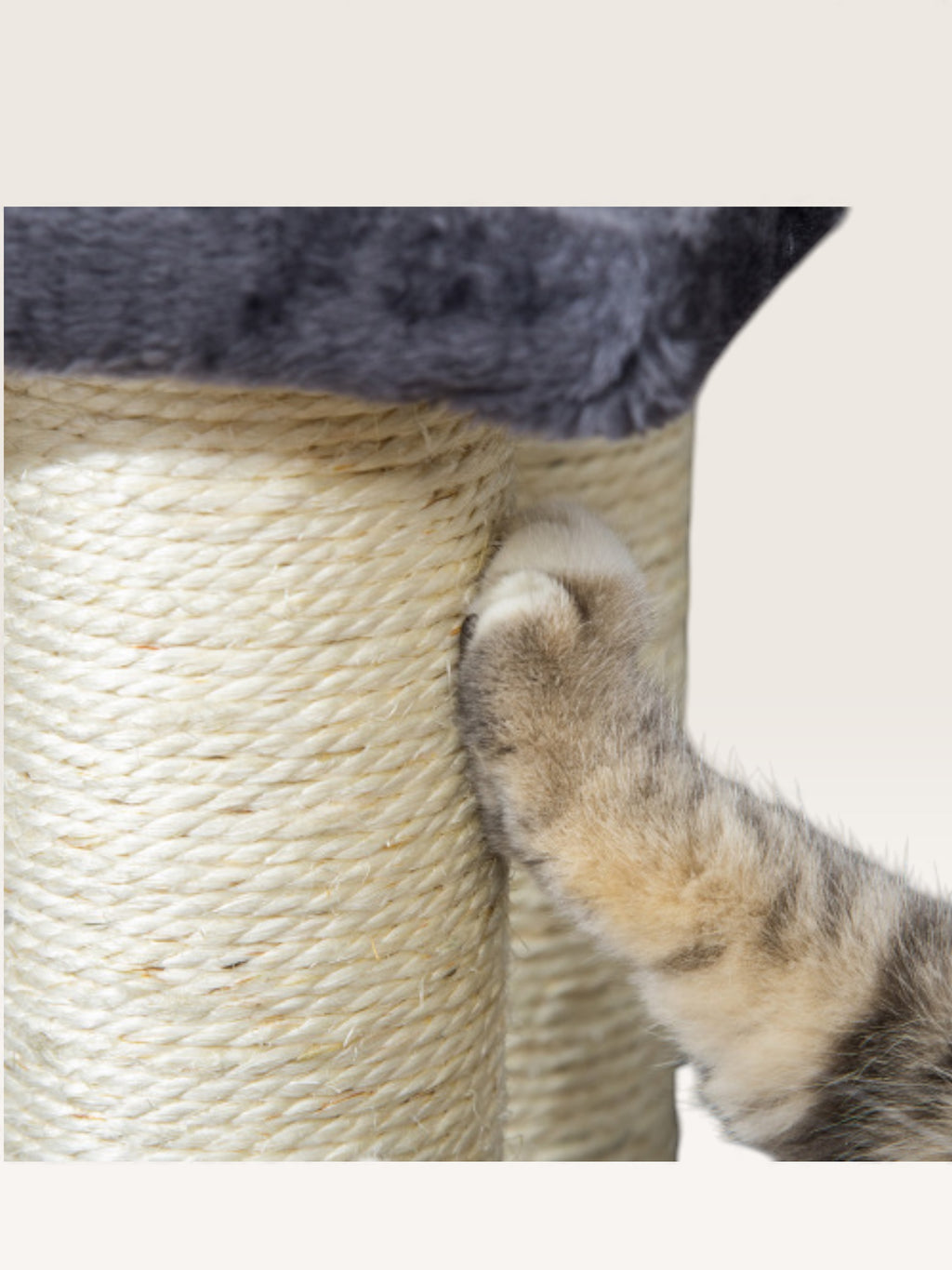 Cat Tree with 4 Step Stair Design for High Beds and Couches, with Sisal Scratching Posts – Gray