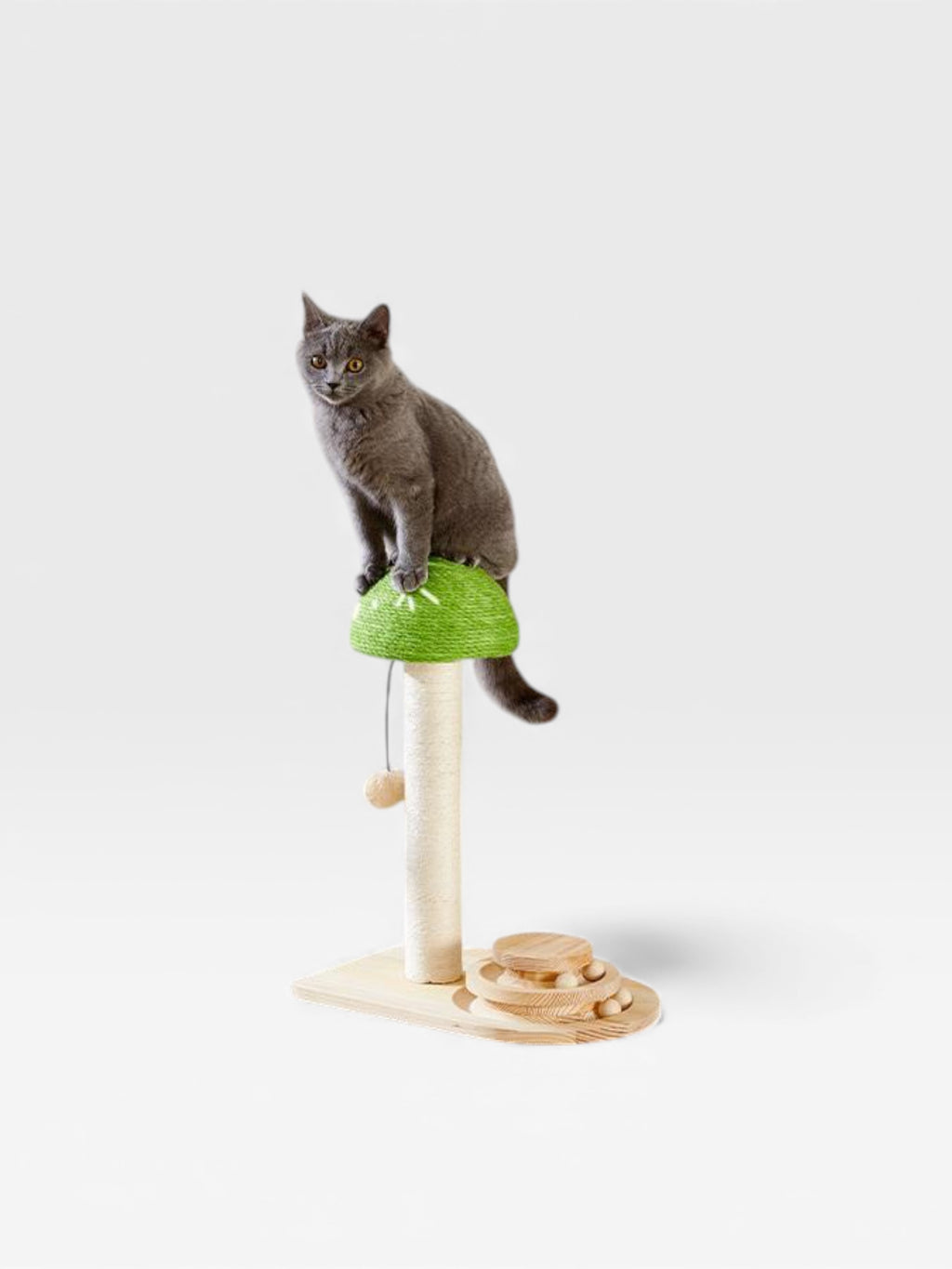 Mushroom Sisal Rope 2 In 1 Wooden Interactive Ball Track Ball Cat Scratching Post Cat Scratching Board