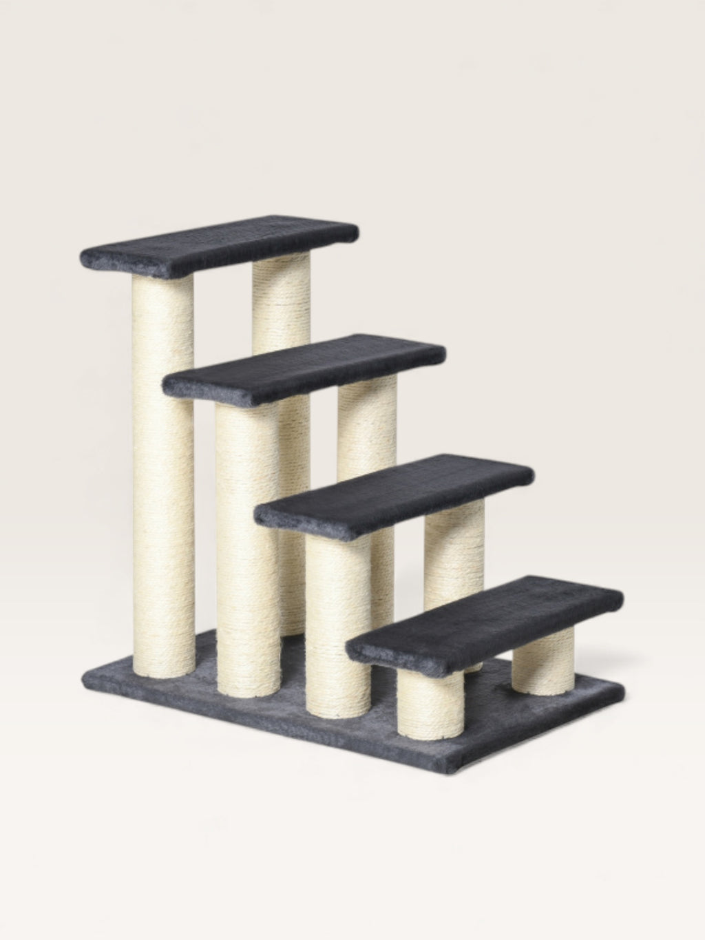 Cat Tree with 4 Step Stair Design for High Beds and Couches, with Sisal Scratching Posts – Gray